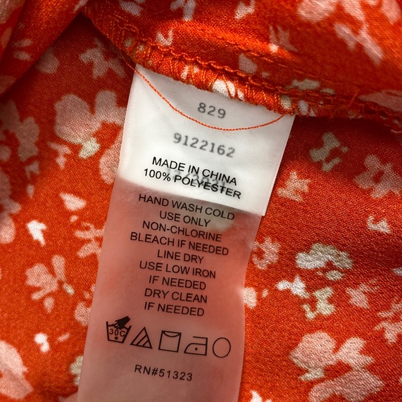 Vince Camuto Orange Floral Off-the-Shoulder Tie-Waist Blouse xs - Picture 3 of 12